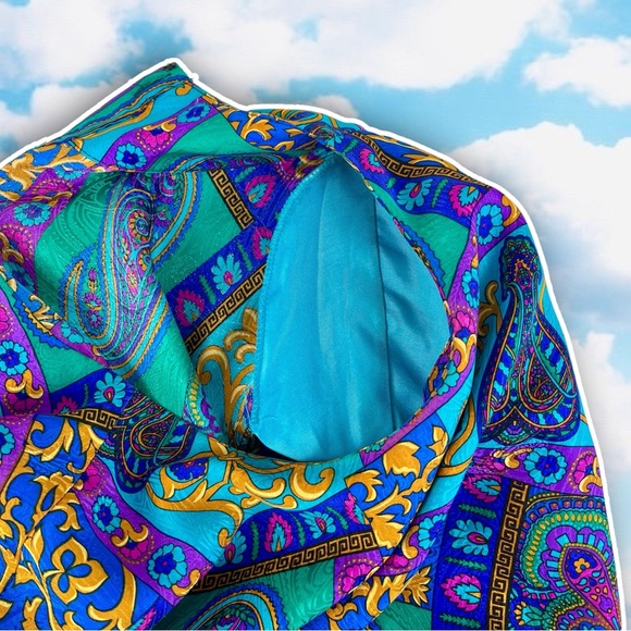 ADRIANNA PAPELL Vintage Silk Bright Paisley Balloon Sleeve Blouse Career Artsy - Picture 9 of 11